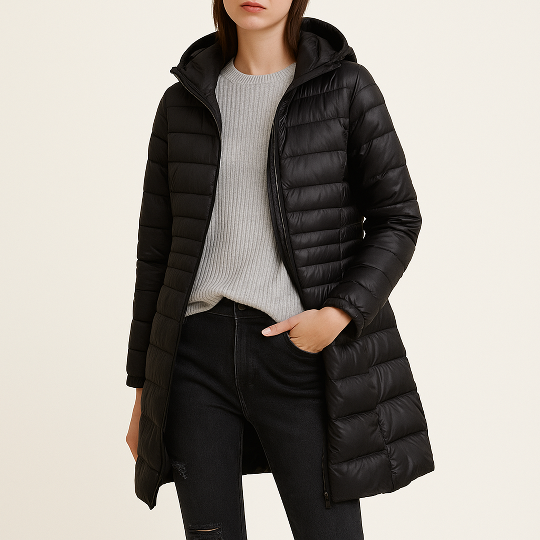 Damska Puchowa Kurtka Z Kapturem | Długa