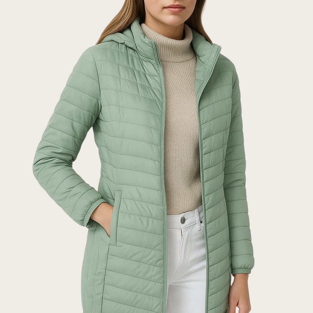 Damska Puchowa Kurtka Z Kapturem | Z Zamkiem