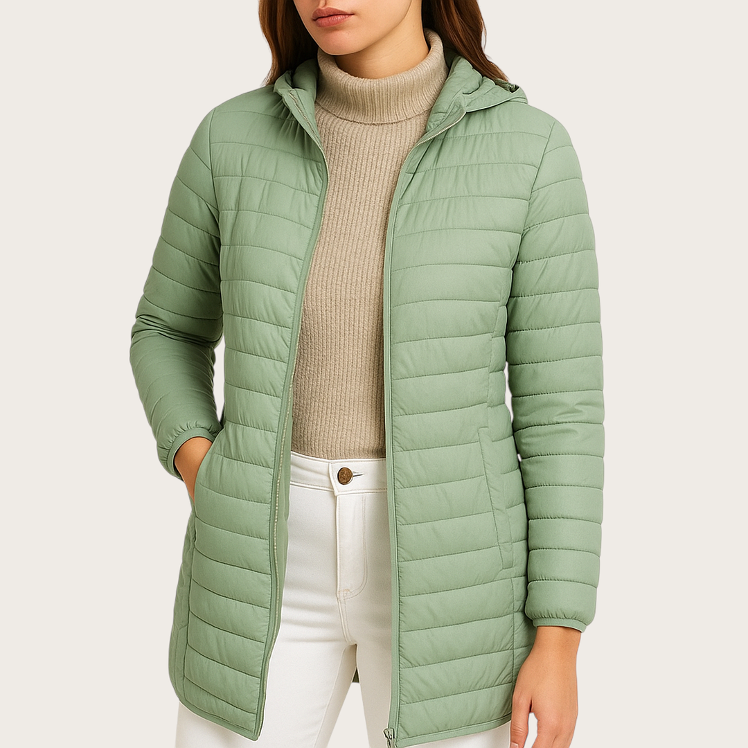 Damska Puchowa Kurtka Z Kapturem | Z Zamkiem
