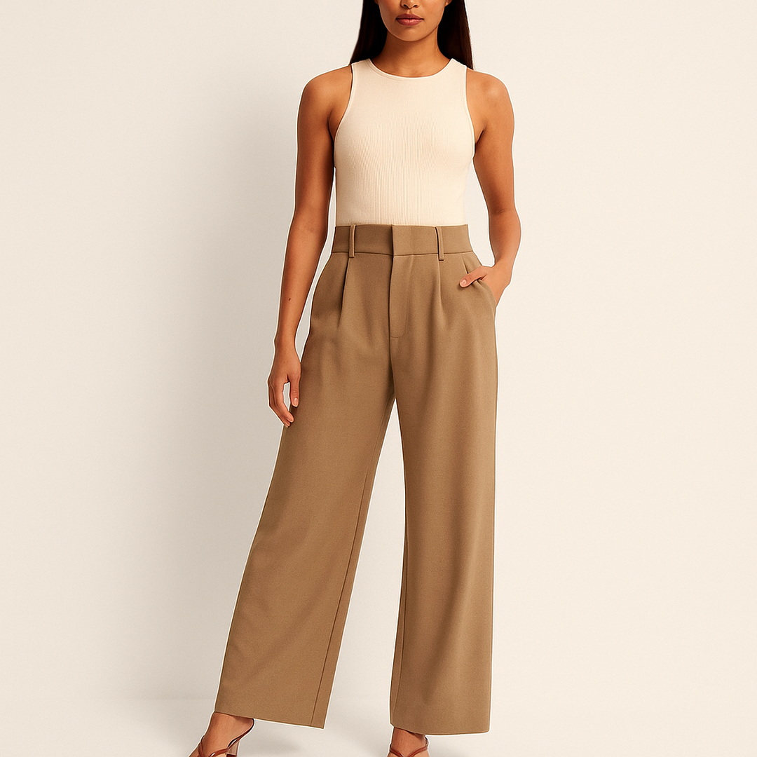 Luźne Spodnie Z Wysokim Stanem | Szerokie Nogawki