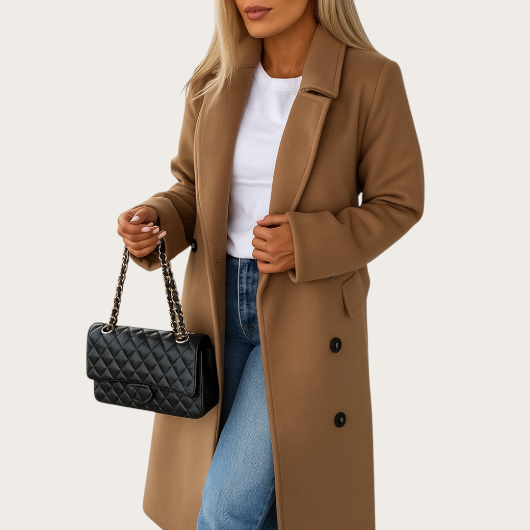 Damska Długa Zimowa Kurtka | Wełniany Płaszcz