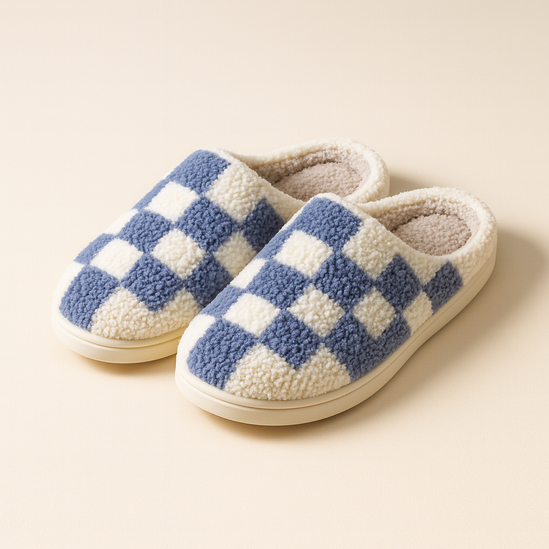 Unisex Kapcie Zimowe | Wzór Kratka