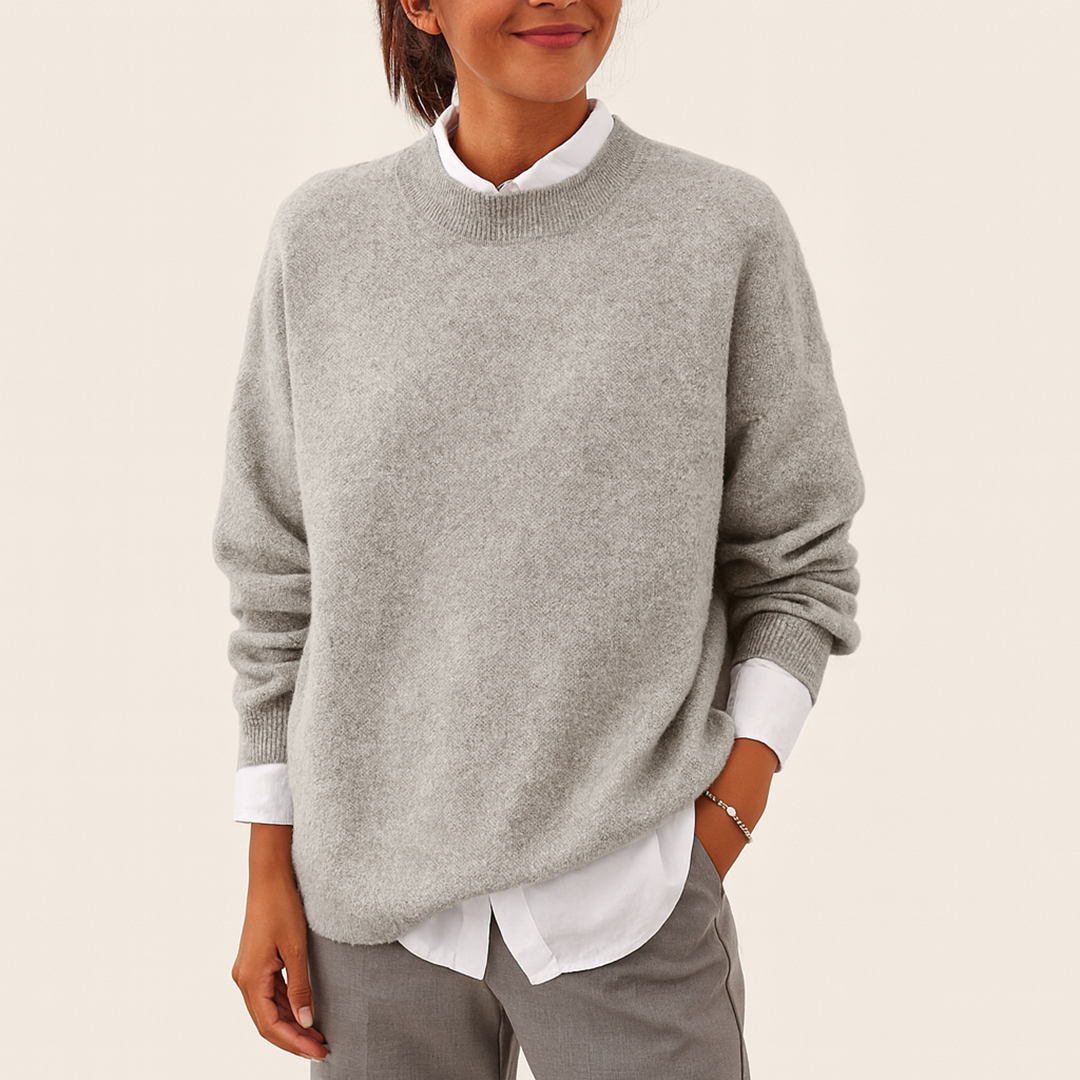 Damski Zimowy Dzianinowy Sweter | Okrągły Dekolt