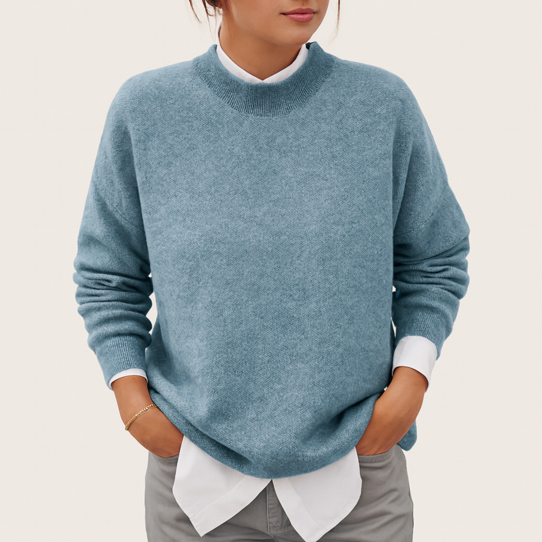 Damski Zimowy Dzianinowy Sweter | Okrągły Dekolt