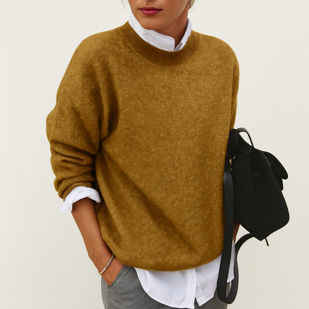 Damski Zimowy Dzianinowy Sweter | Okrągły Dekolt