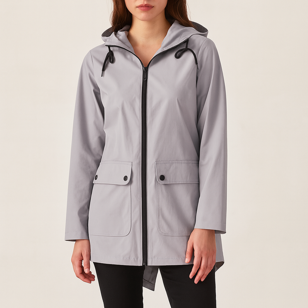 Damski Przeciwdeszczowy Płaszcz Z Kapturem | Długi