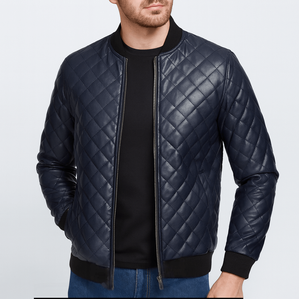 Ciepła skórzana kurtka z wysokim kołnierzem dla mężczyzn – elegancki styl