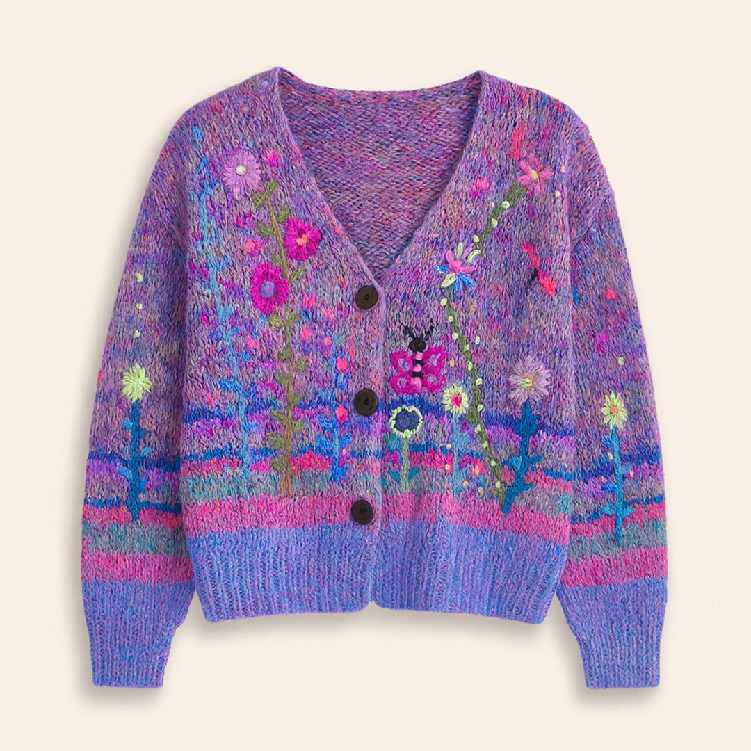 Damski Kardigan Na Guziki | Kwiatowy