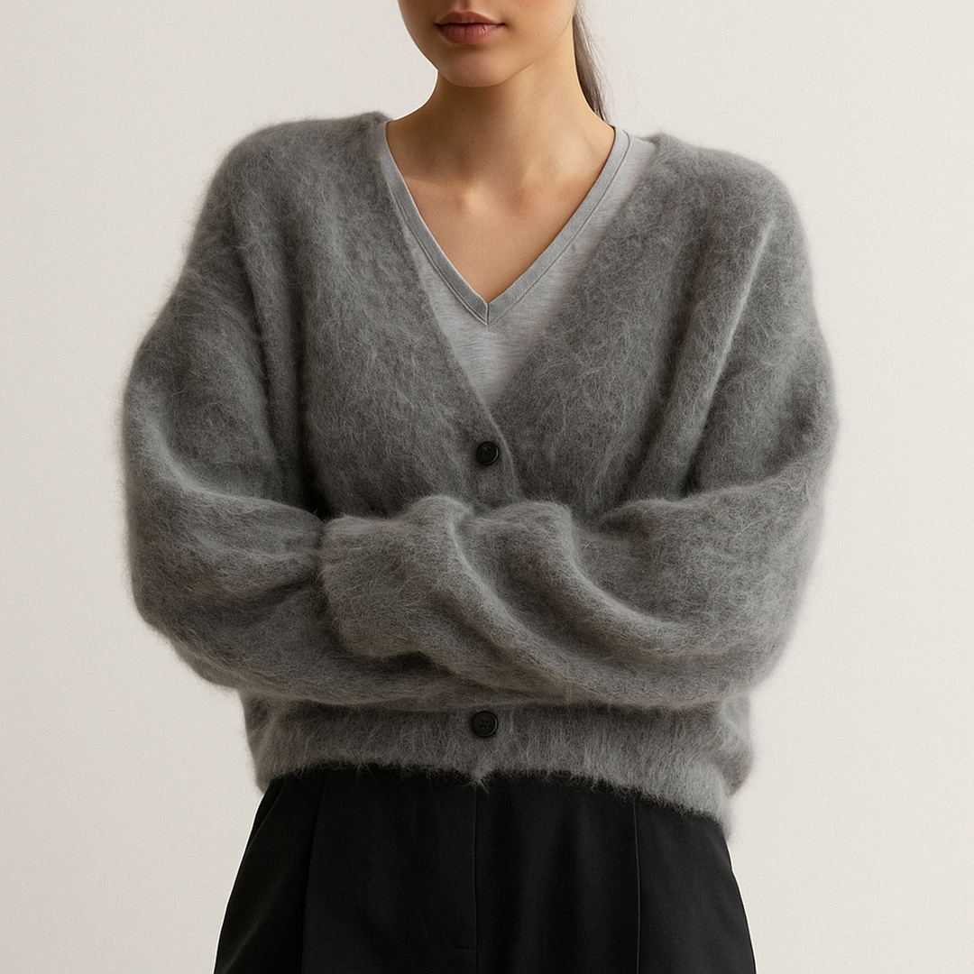 Damski Zimowy Kardigan Z Dekoltem W Serek | Długi Rękaw