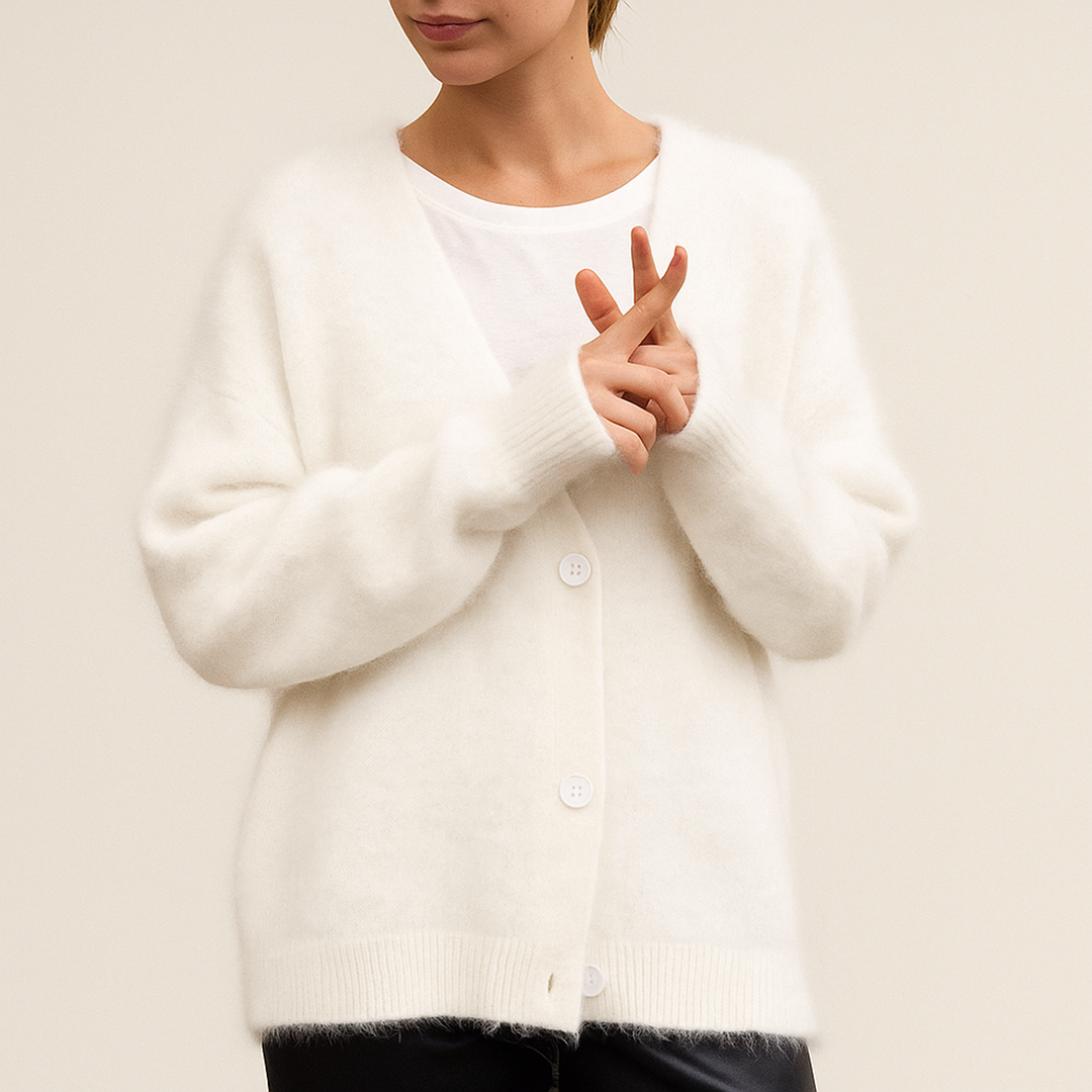 Damski Zimowy Kardigan Z Dekoltem W Serek | Długi Rękaw