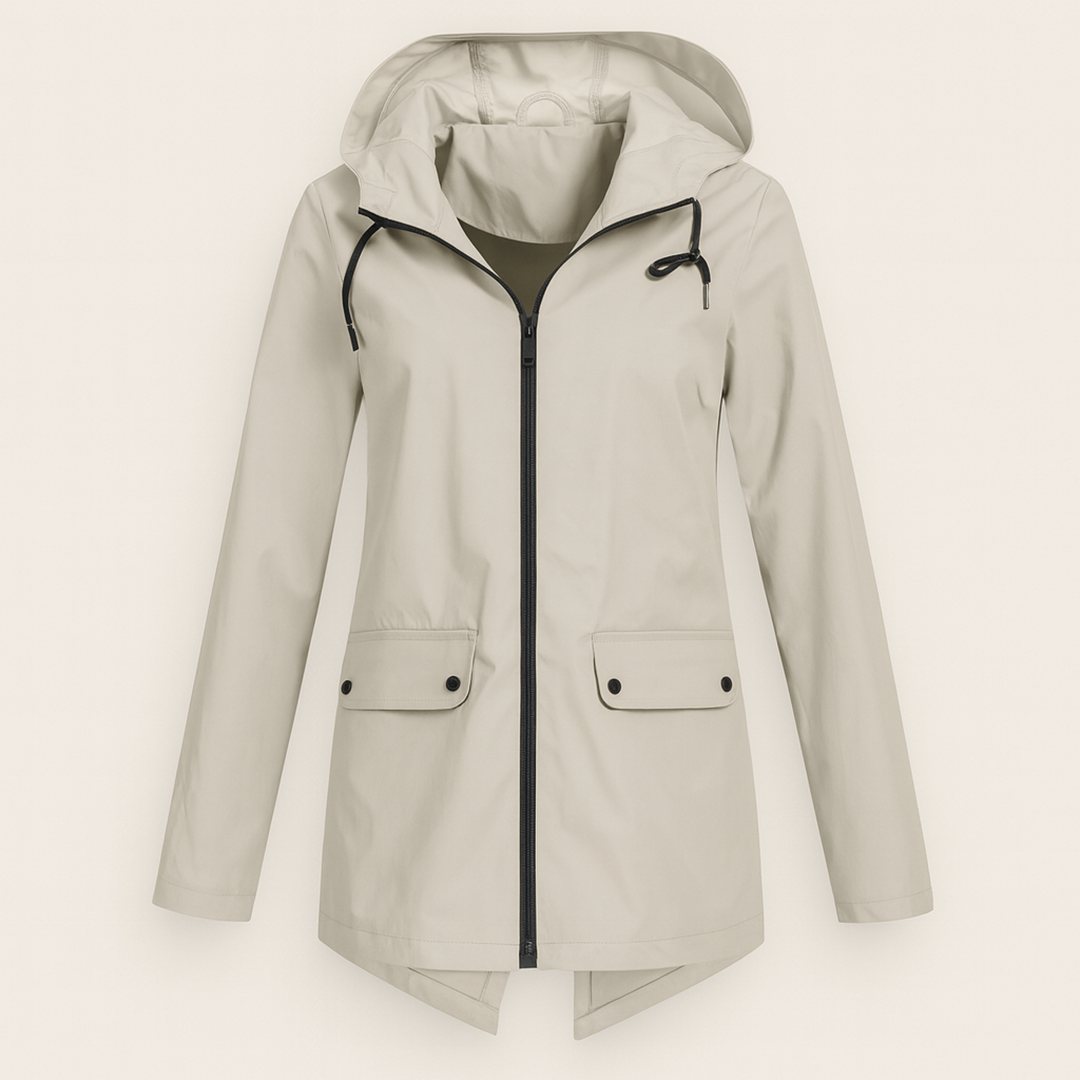 Damska Długa Kurtka Przeciwdeszczowa | Z Kapturem