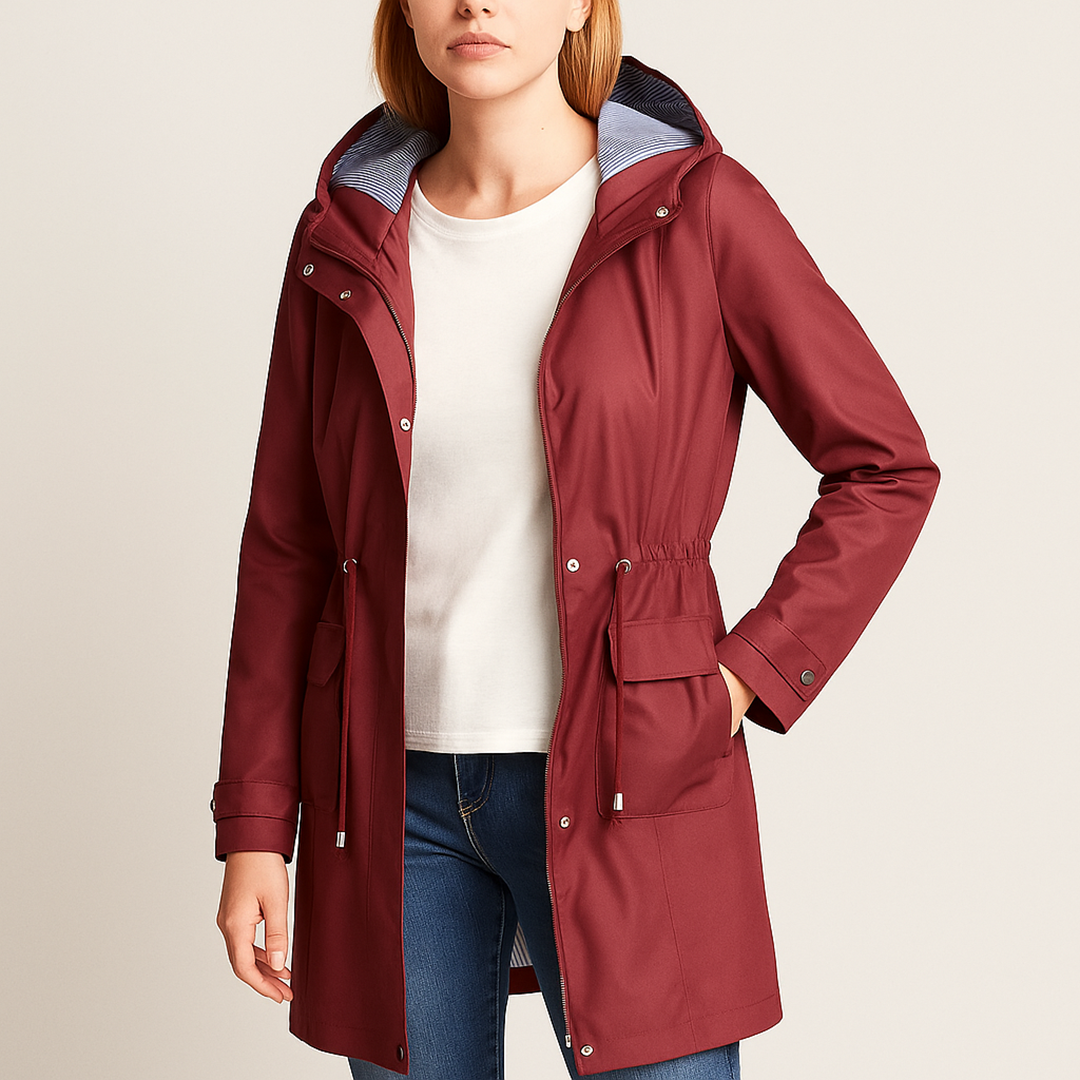 Damska Kurtka Przeciwdeszczowa Z Kapturem | Długa