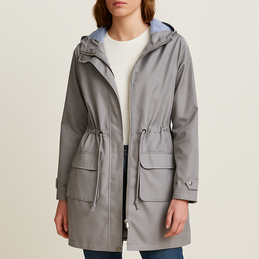 Damska Kurtka Przeciwdeszczowa Z Kapturem | Długa