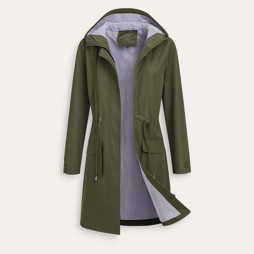 Damska Kurtka Przeciwdeszczowa Z Kapturem | Długa
