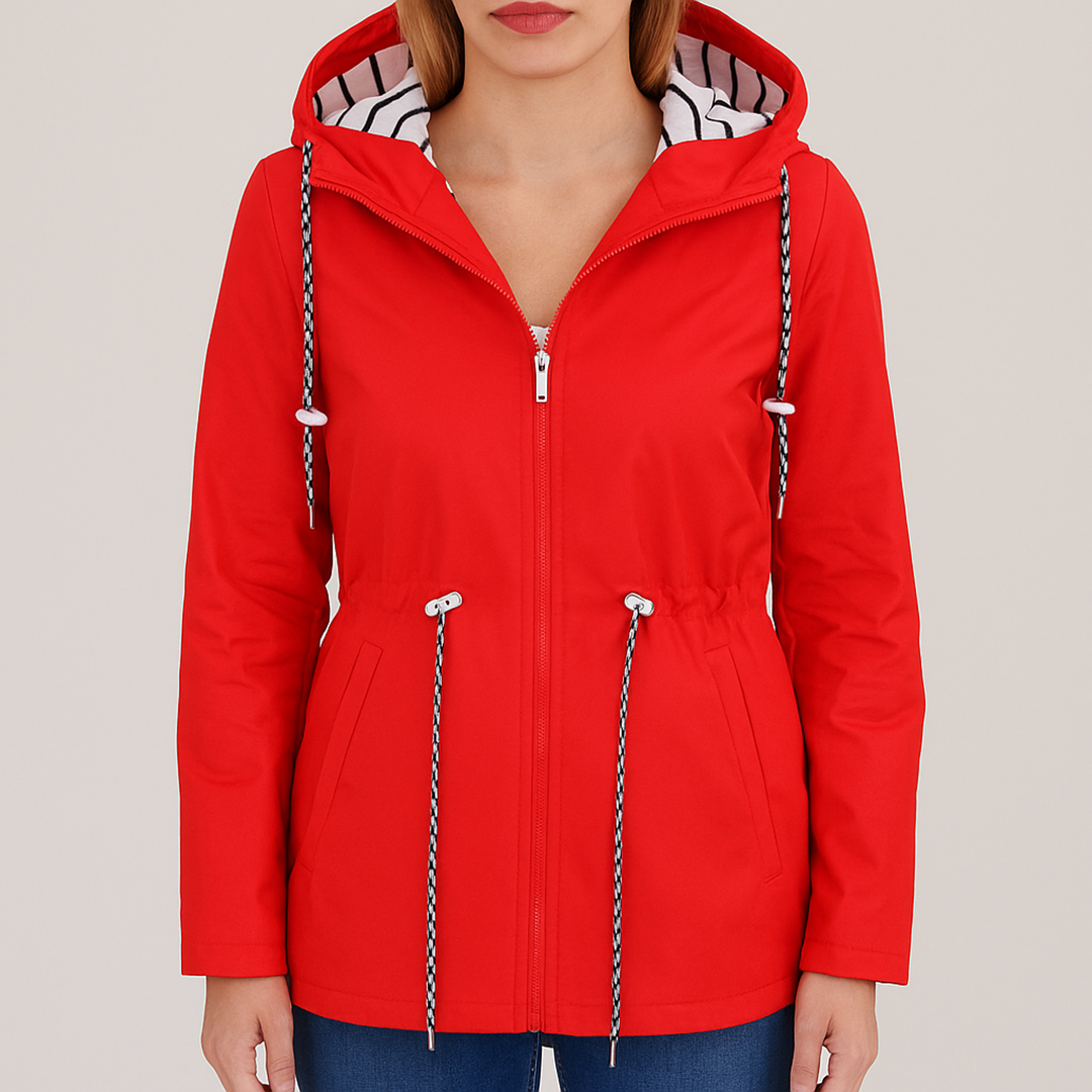 Damska Kurtka Przeciwdeszczowa Z Zamkiem | Długi Rękaw