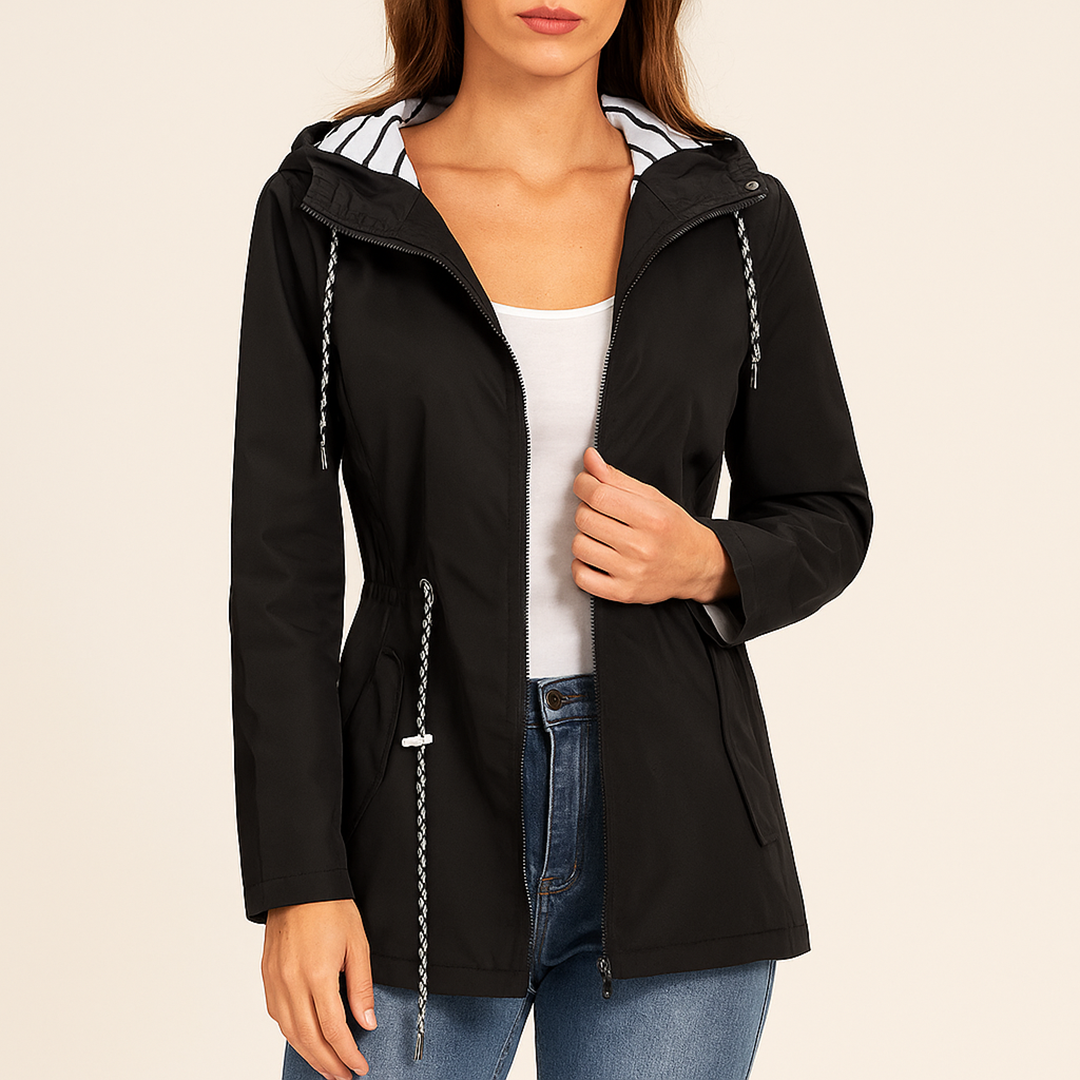 Damska Kurtka Przeciwdeszczowa Z Zamkiem | Długi Rękaw