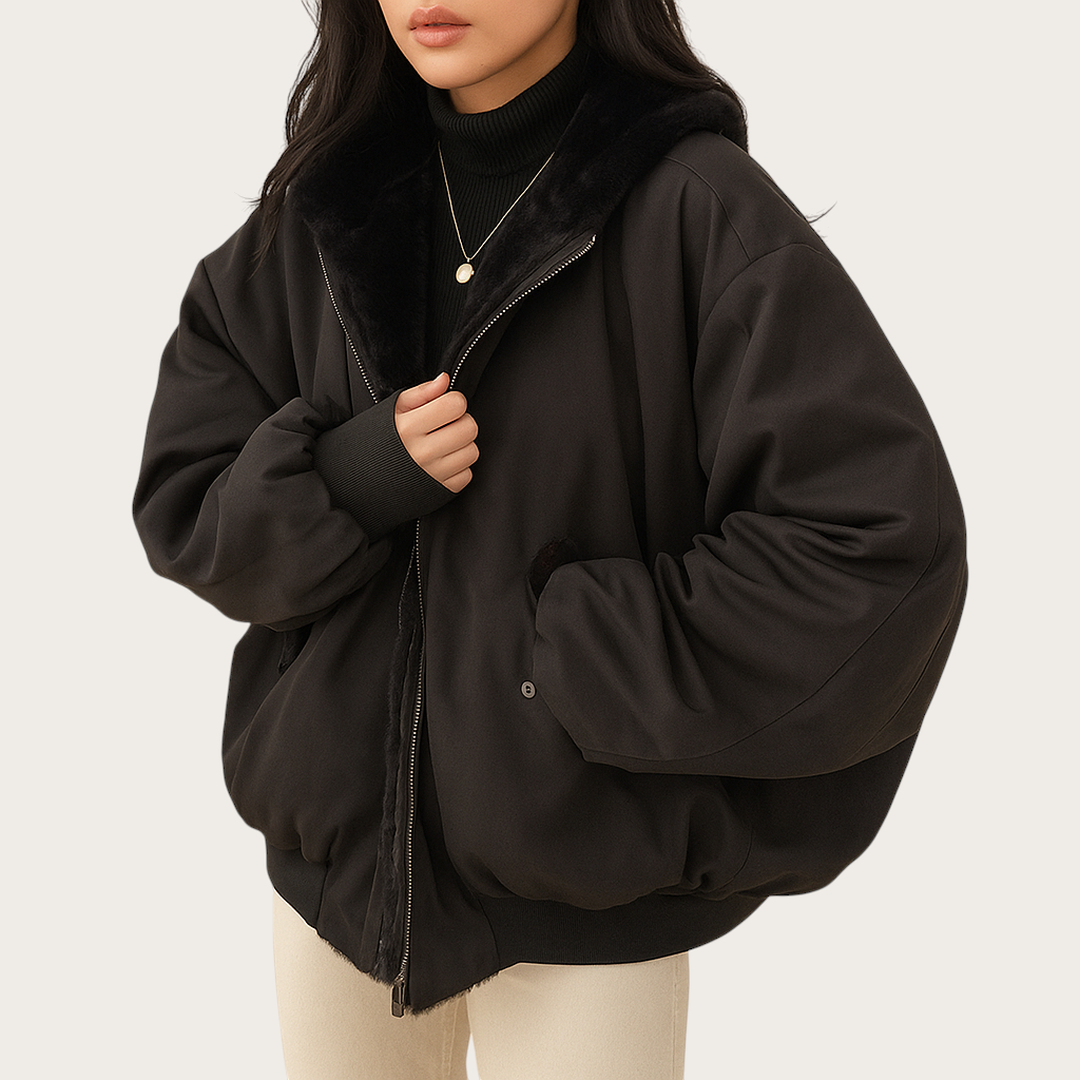 Damska Oversize Zimowa Kurtka | Z Zamkiem