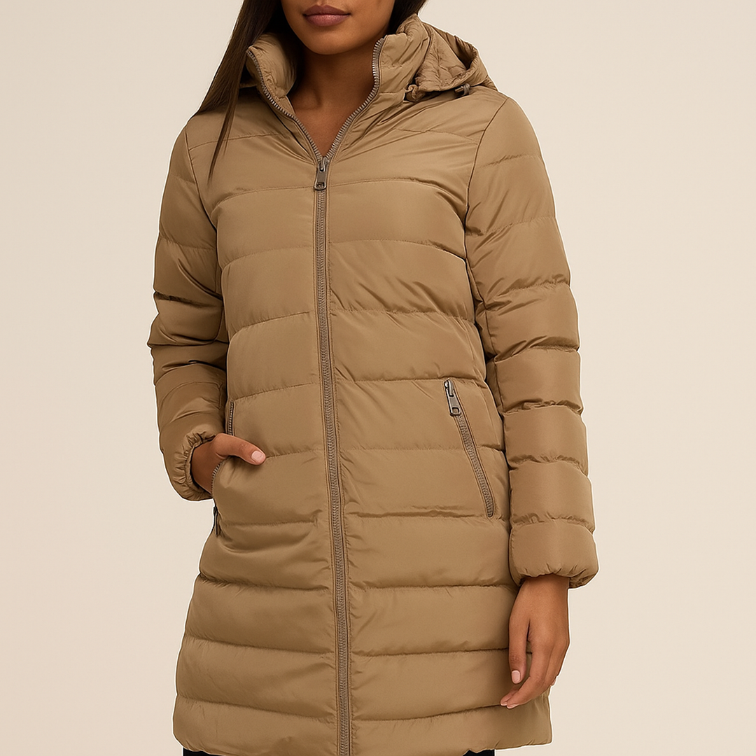 Damska Zimowa Kurtka Puchowa Z Kapturem | Zamek