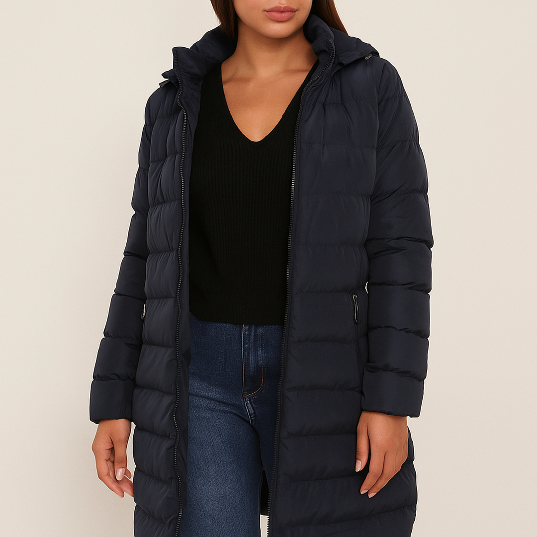 Damska Zimowa Kurtka Puchowa Z Kapturem | Zamek