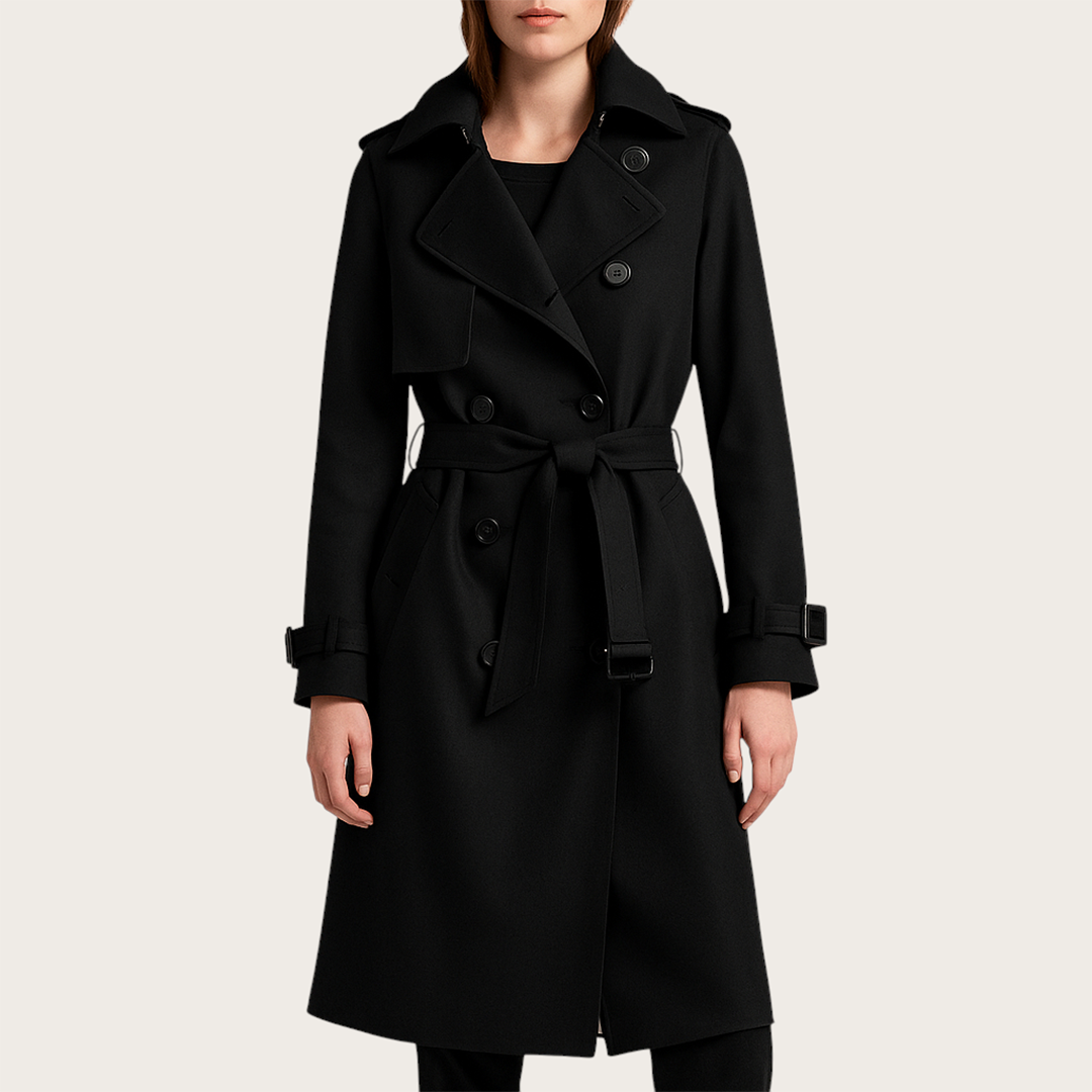 Damski Długi Płaszcz Trenczowy | Długie Rękawy