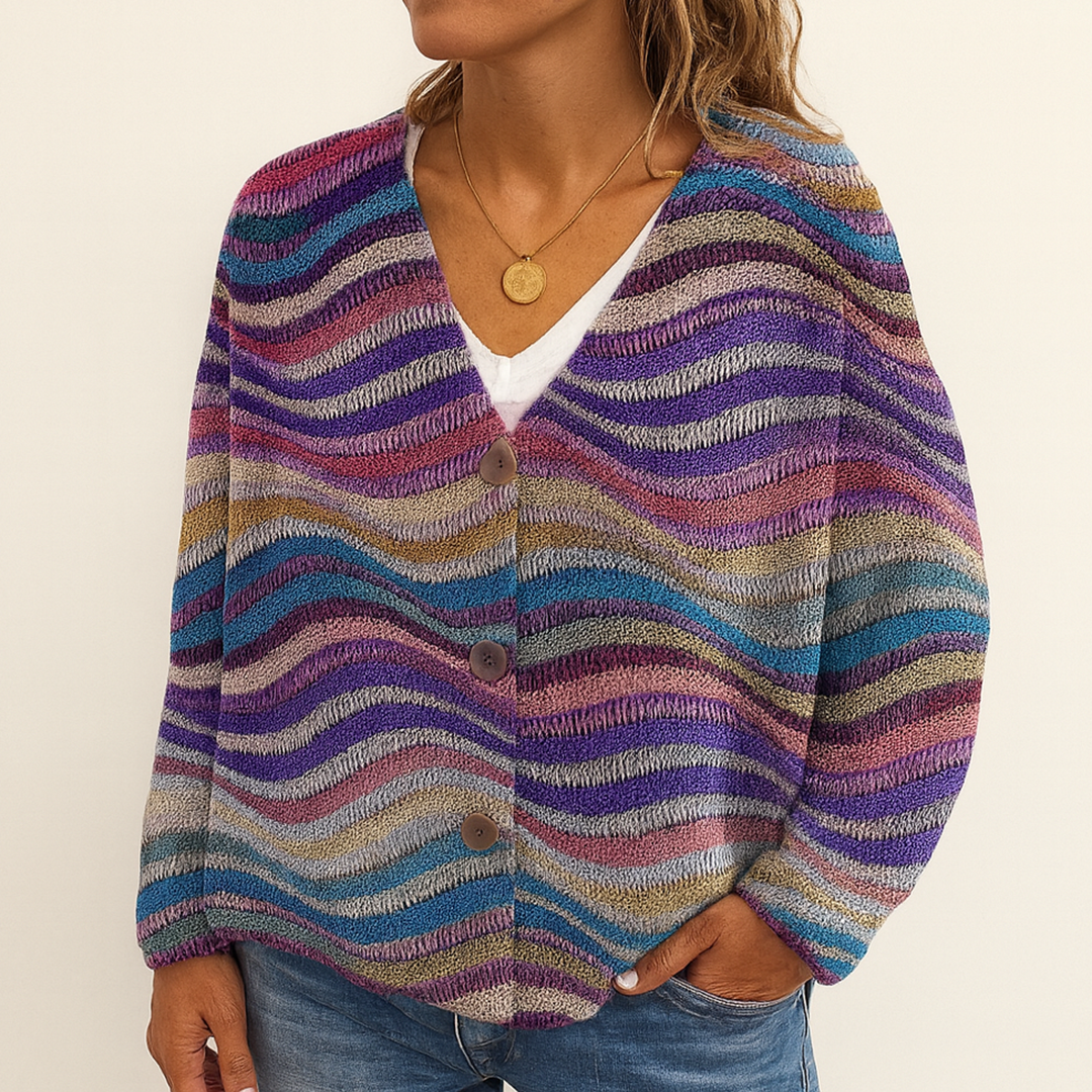 Damski Kardigan Z Guzikami | Wielokolorowy