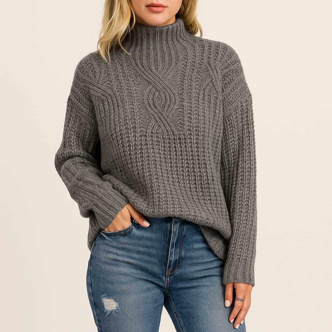 Damski Luźny Casualowy Sweter Dzianinowy | Golf