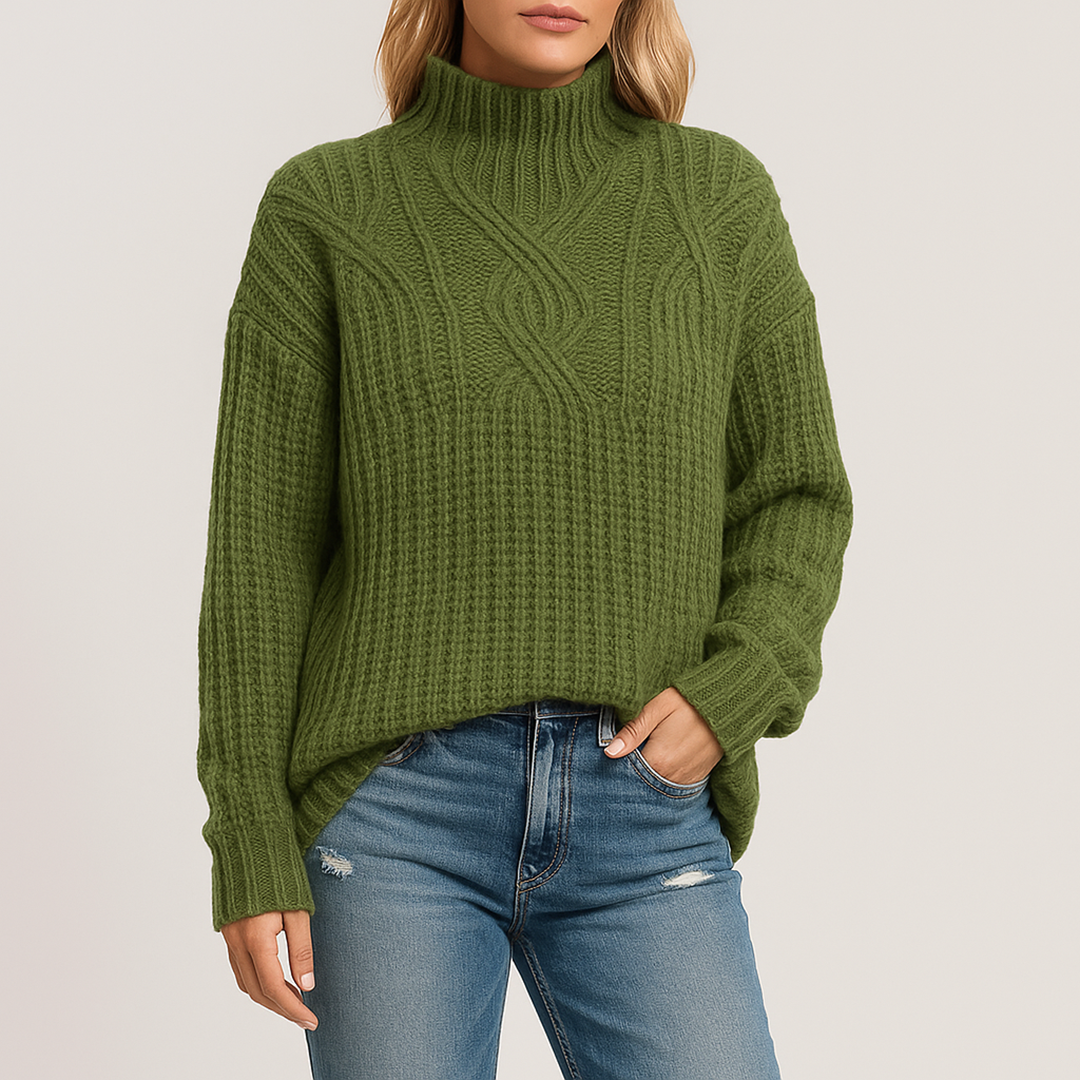 Damski Luźny Casualowy Sweter Dzianinowy | Golf