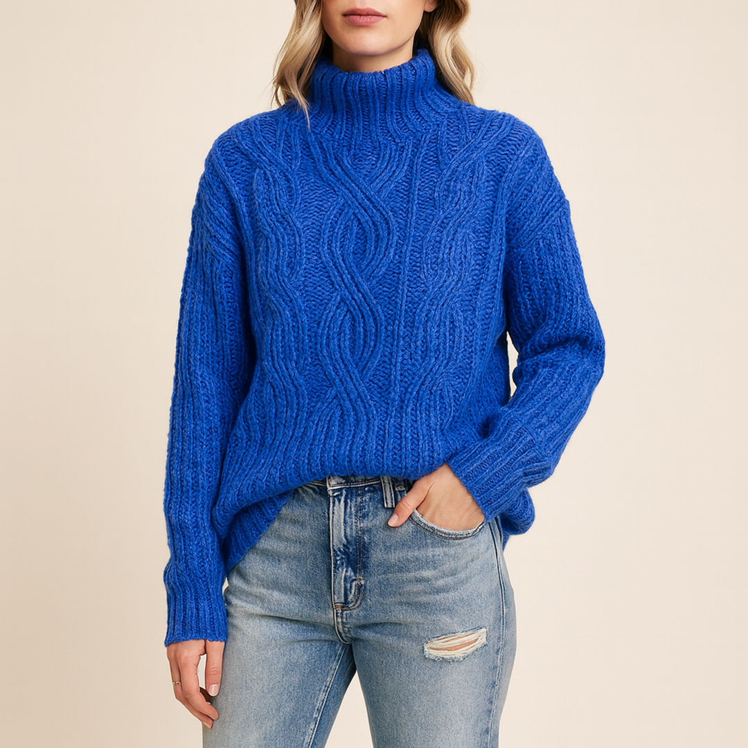 Damski Luźny Casualowy Sweter Dzianinowy | Golf