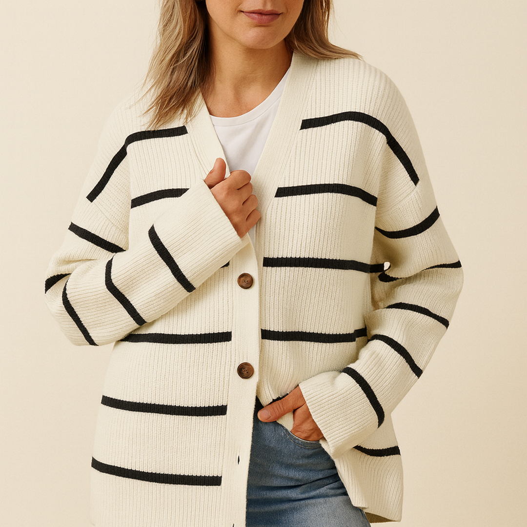 Damski Oversize Kardigan Dzianinowy | Z Guzikami