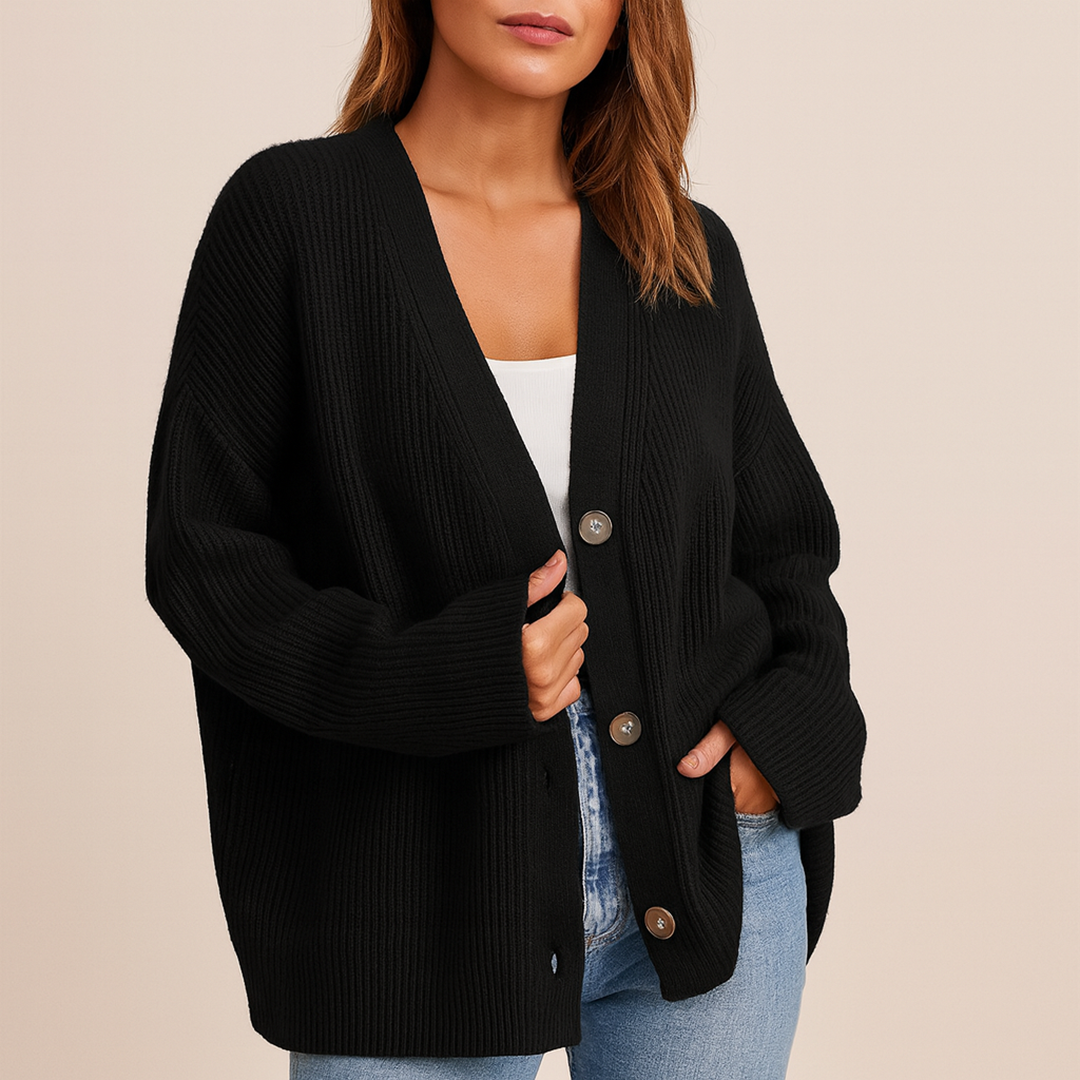 Damski Oversize Kardigan Dzianinowy | Z Guzikami