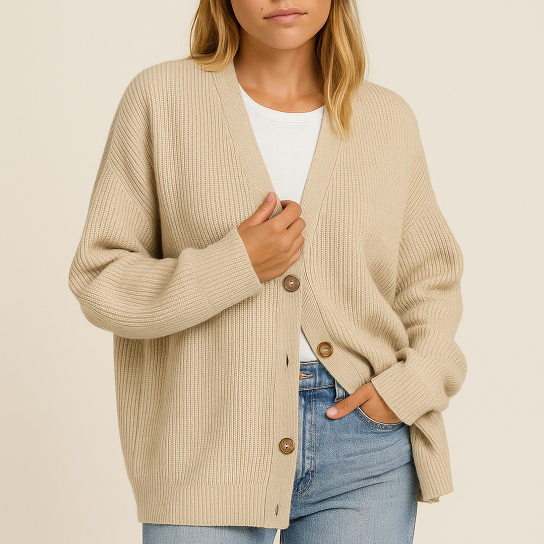 Damski Oversize Kardigan Dzianinowy | Z Guzikami