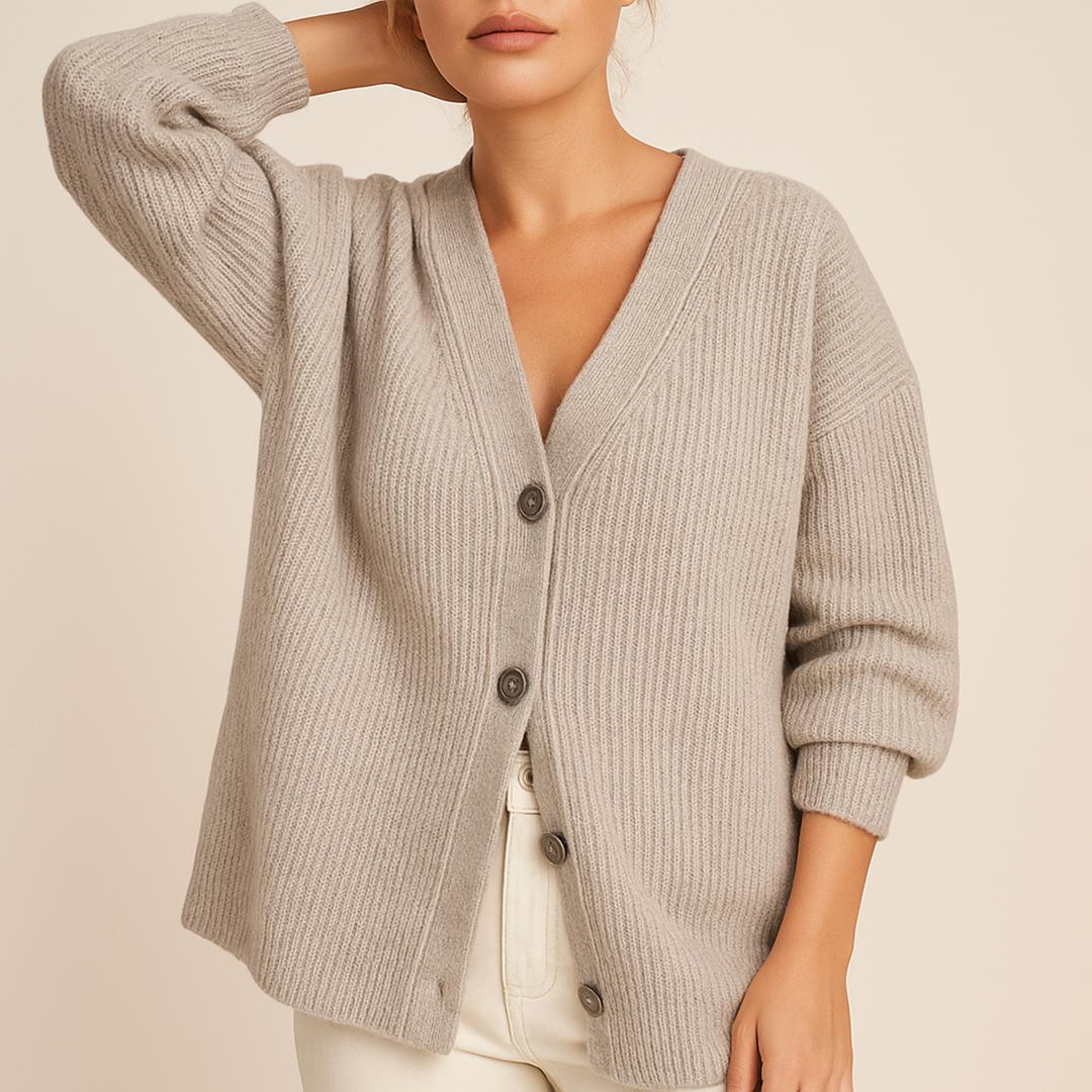 Damski Oversize Kardigan Dzianinowy | Z Guzikami