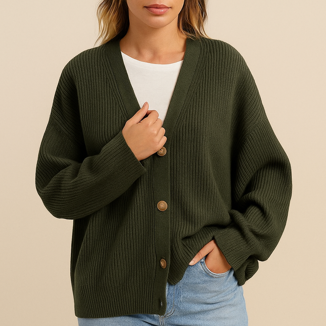 Damski Oversize Kardigan Dzianinowy | Z Guzikami