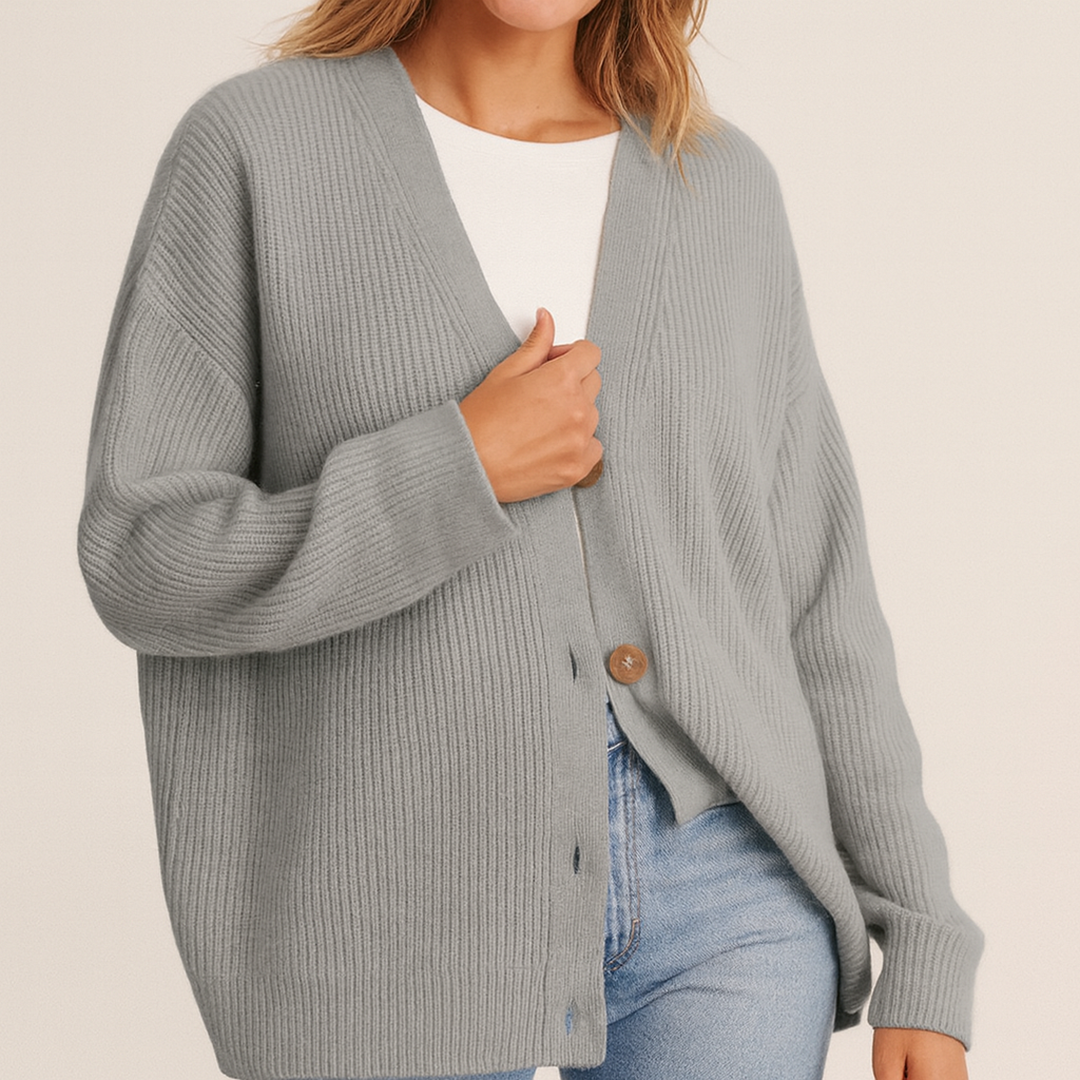 Damski Oversize Kardigan Dzianinowy | Z Guzikami