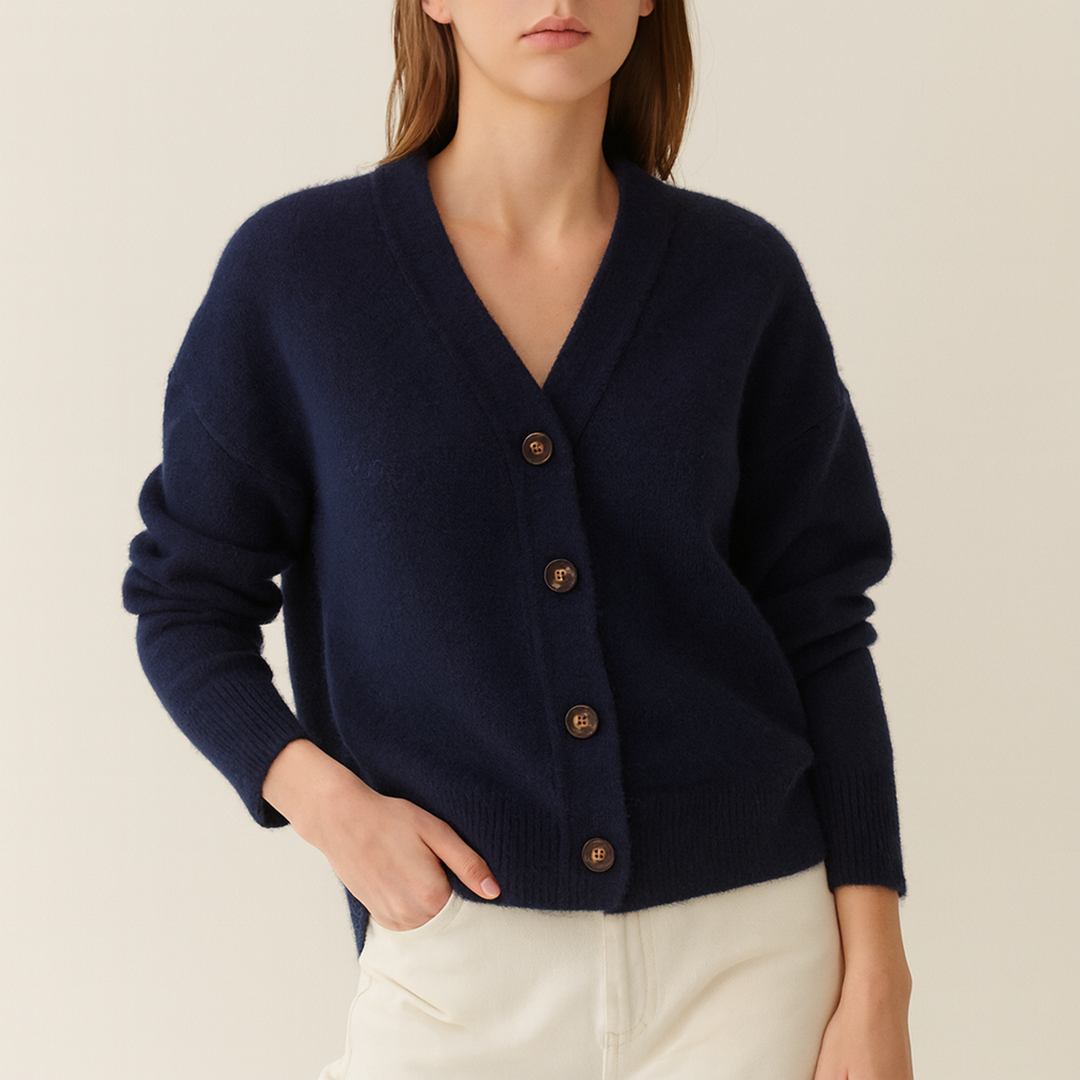 Damski Swobodny Kardigan Z Guzikami | Dzianinowy