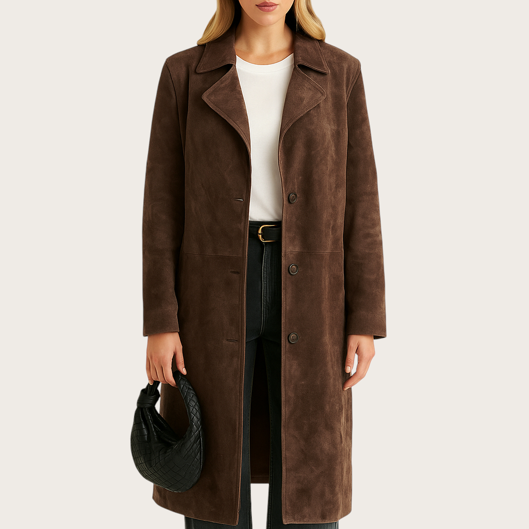 Damski Zimowy Płaszcz Trenczowy | Z Zamkiem