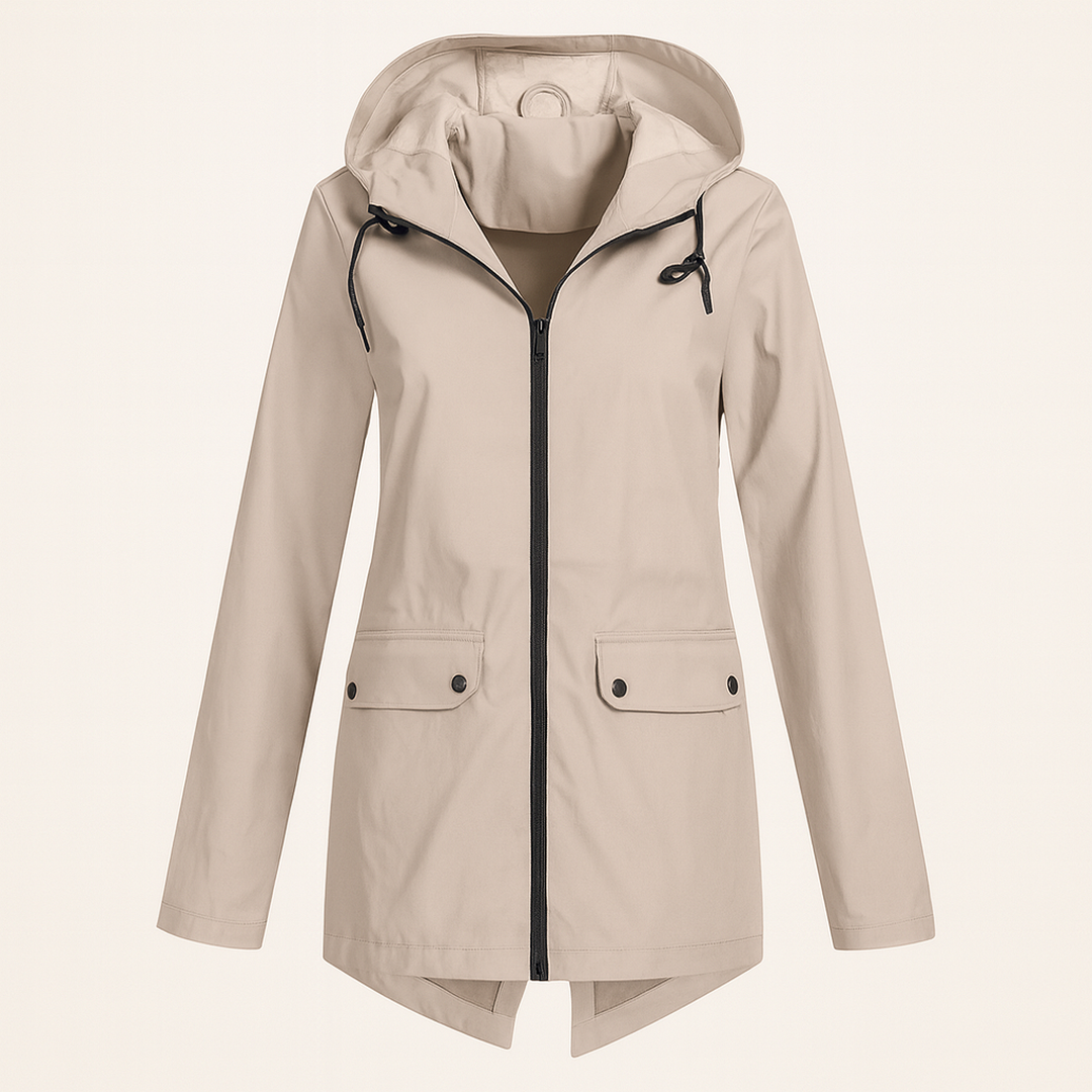 Długa Kurtka Przeciwdeszczowa Dla Kobiet | Z Kapturem