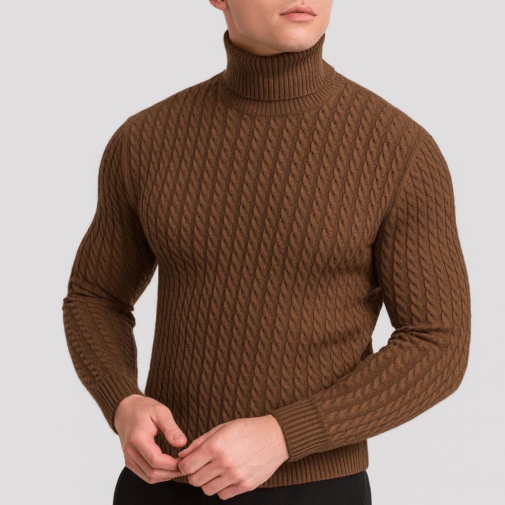 Golf z dzianiny kablowej dla mężczyzn – odzież wierzchnia inspirowana stylem vintage