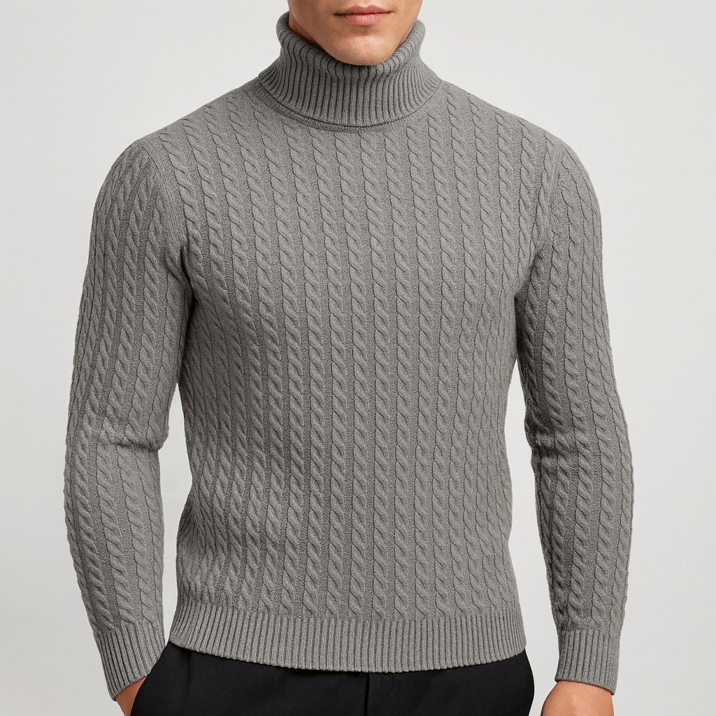 Golf z dzianiny kablowej dla mężczyzn – odzież wierzchnia inspirowana stylem vintage