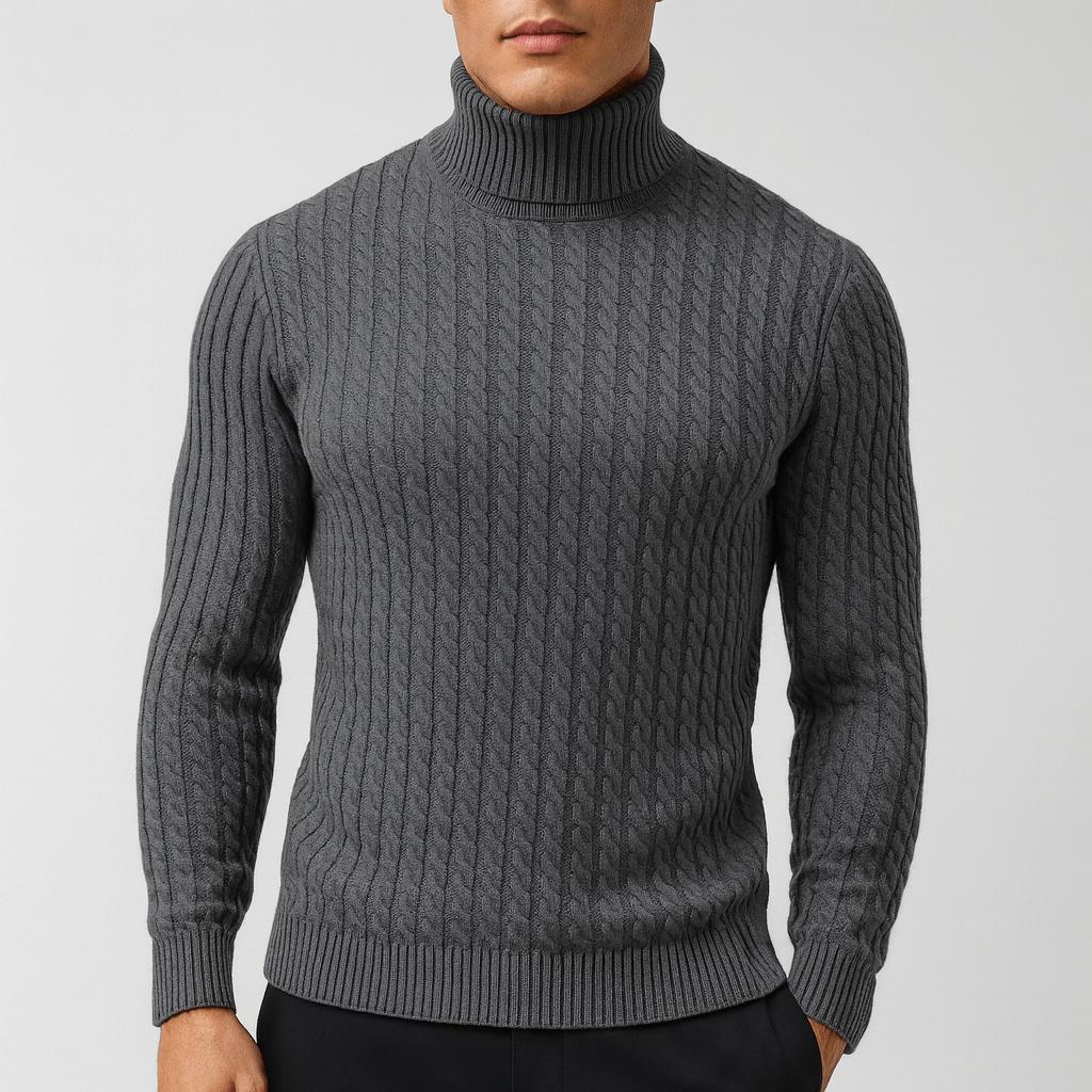 Golf z dzianiny kablowej dla mężczyzn – odzież wierzchnia inspirowana stylem vintage