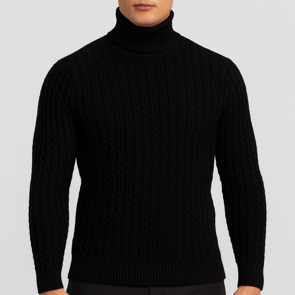 Golf z dzianiny kablowej dla mężczyzn – odzież wierzchnia inspirowana stylem vintage