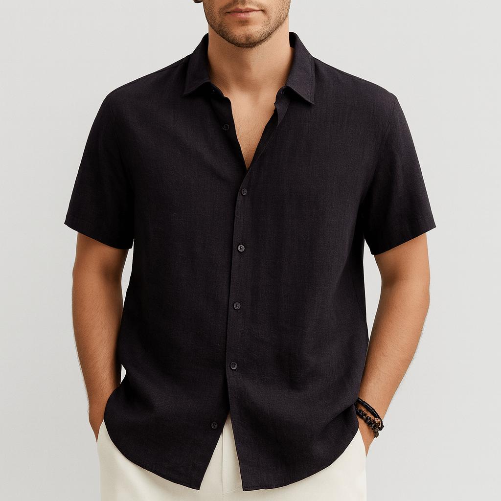 Klasyczna koszula męska z krótkim rękawem i zapięciem na guziki