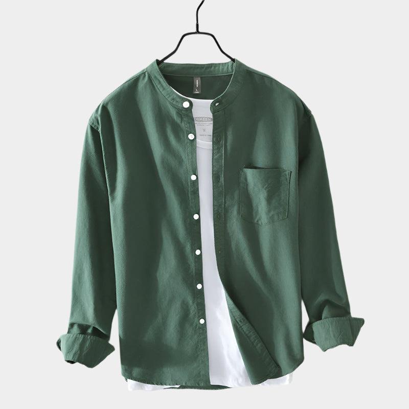 Koszula bawełniana z guzikami – swobodna, z długim rękawem dla mężczyzn