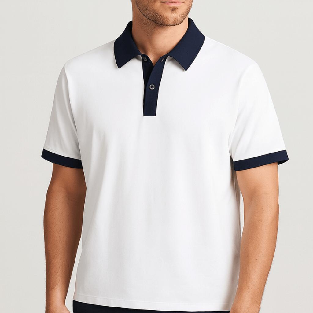 Koszulka polo z kontrastowym kołnierzykiem, luźnym krojem i eleganckim wykończeniem