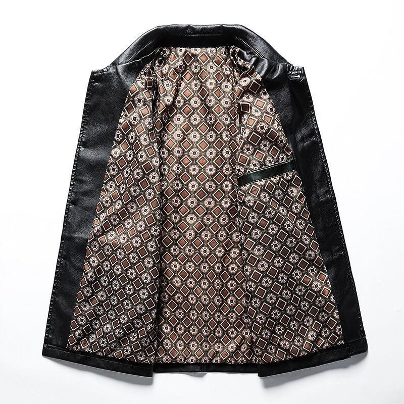 Kurtka skórzana średniej długości dla mężczyzn – styl z teksturą w kratkę