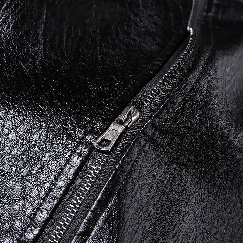 Kurtka skórzana włoska ze strukturą dla mężczyzn - warstwa miejska