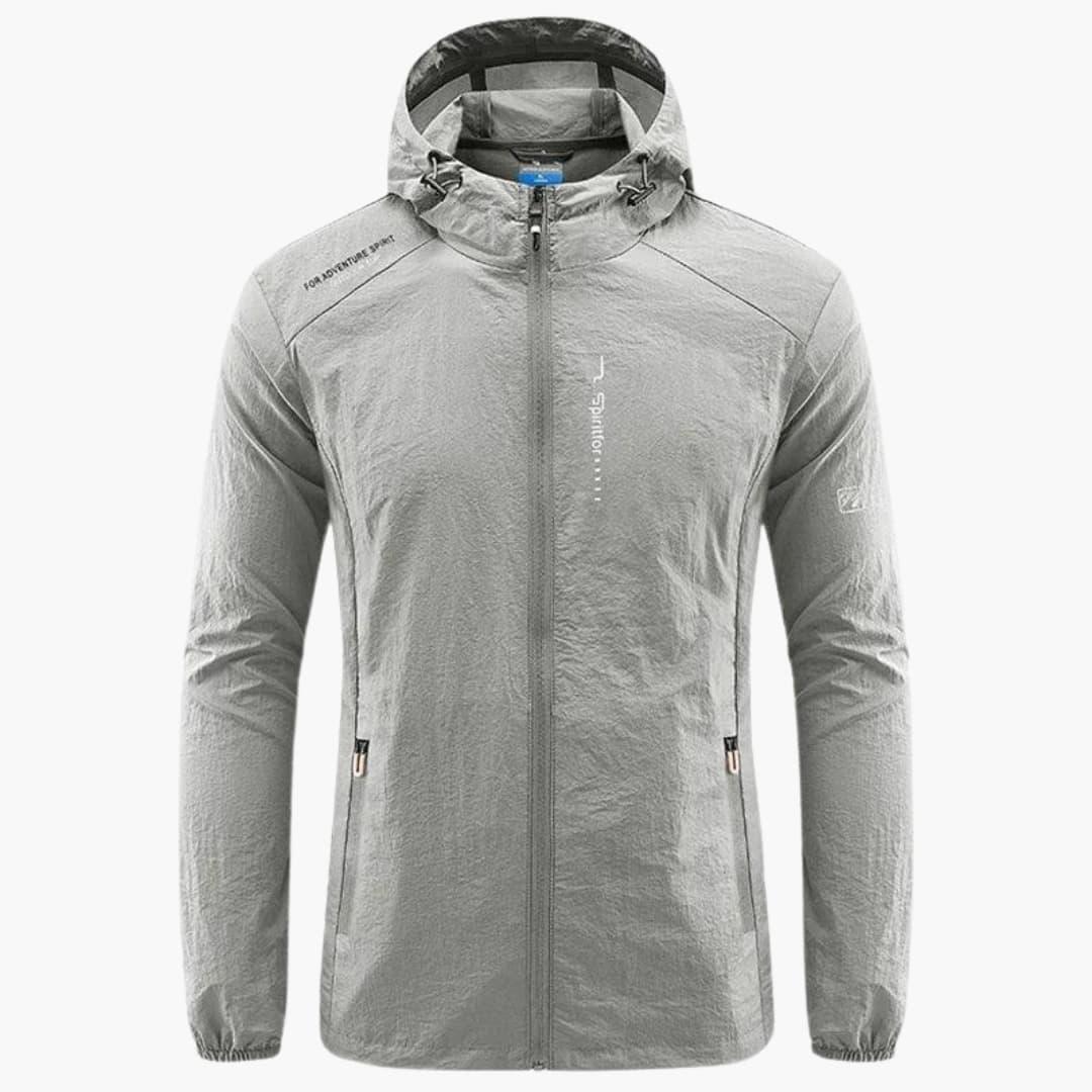 Kurtka wiatrówka outdoorowa z kapturem i kieszeniami zapinanymi na zamek