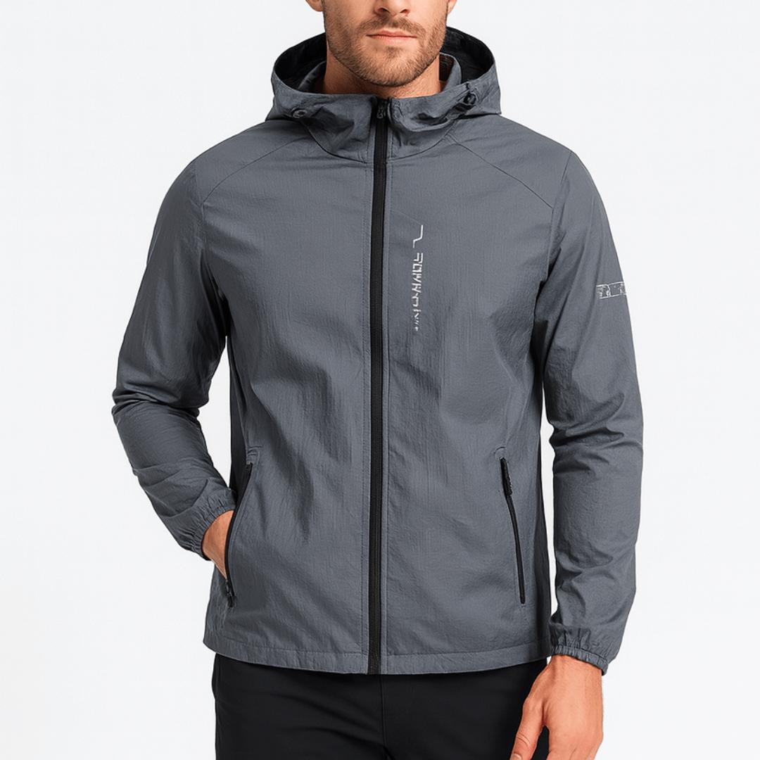 Kurtka wiatrówka outdoorowa z kapturem i kieszeniami zapinanymi na zamek