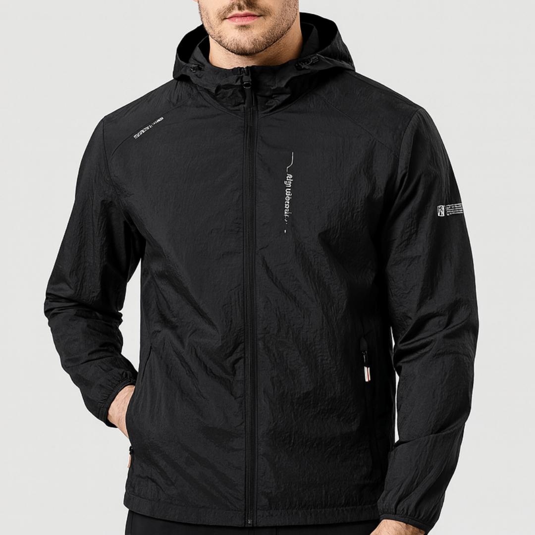 Kurtka wiatrówka outdoorowa z kapturem i kieszeniami zapinanymi na zamek