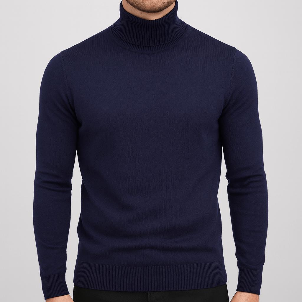 Lekki bawełniany sweter z golfem dla mężczyzn - Elegancki i ponadczasowy design